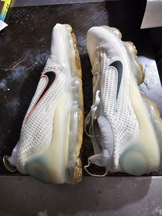 Nike Other - Nike White Flyknit VaporMax Sneakers with Pink and Light Blue Swooshes